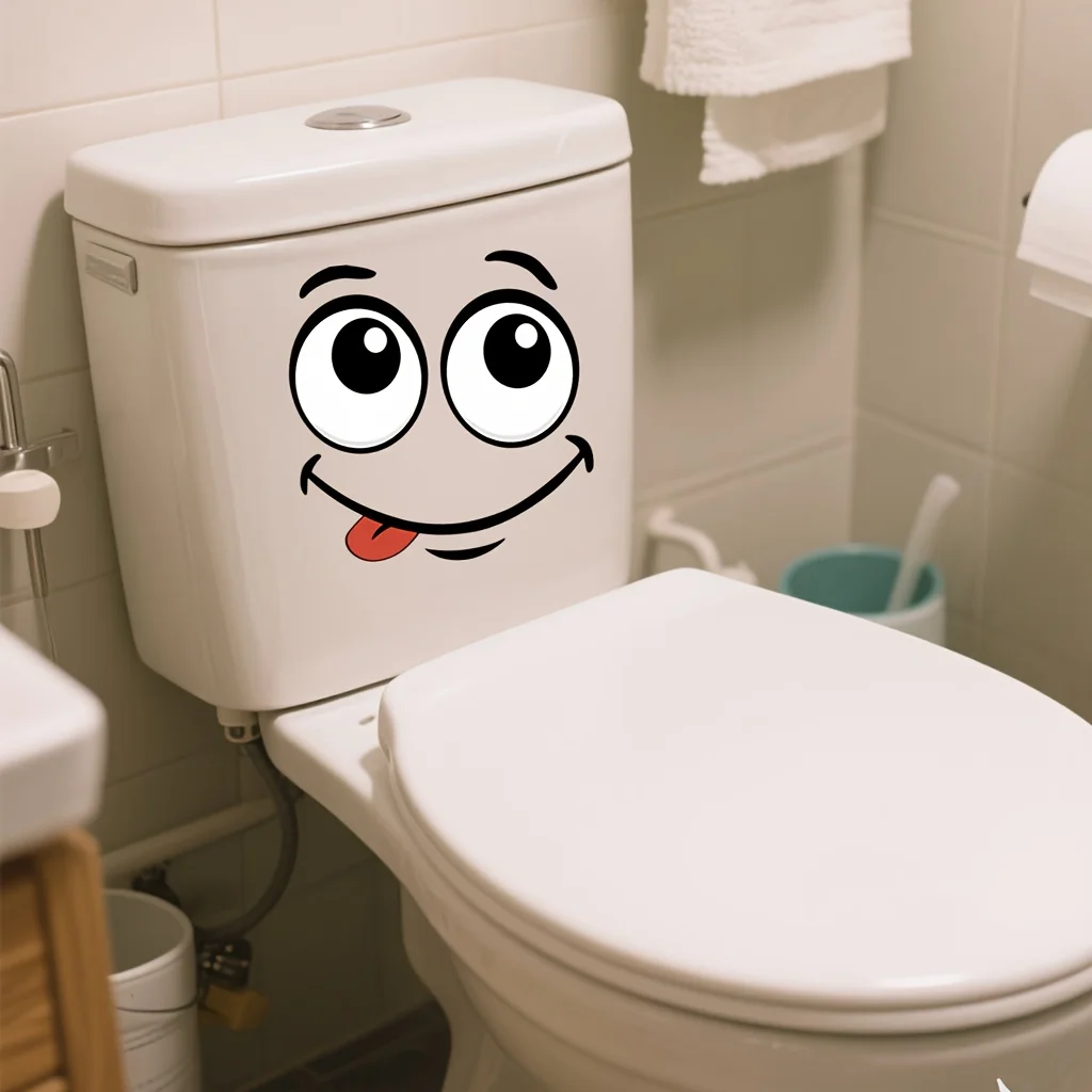 4 ملصقات كرتونية من مادة PVC على شكل وجه - ذاتية اللصق، لامعة، قابلة للإزالة | مناسبة لعلب القمامة والثلاجات والجدران والمراحيض. | استخدام داخلي/خارجي، يمكن التخلص منه | ديكورات الحفلات الخارجية، ديكورات المنزل #2