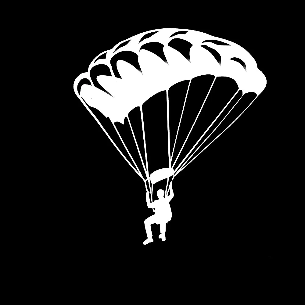 Car Sticker Personality PVC Decal Parachute Powered Paraglider Car Decoration Sticker Creative Waterproof Black/white, 16cm*14cm