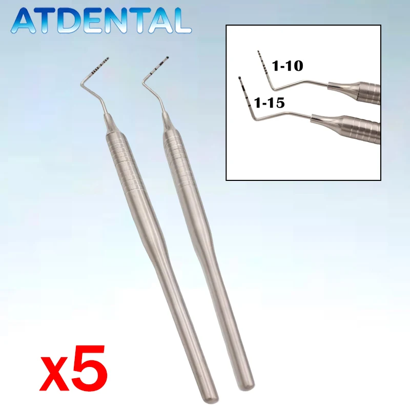 

5PCS Dental Stainless Steel Periodontal Probe with Scaler Explorer Instrument Tool Endodontic Equipment Material