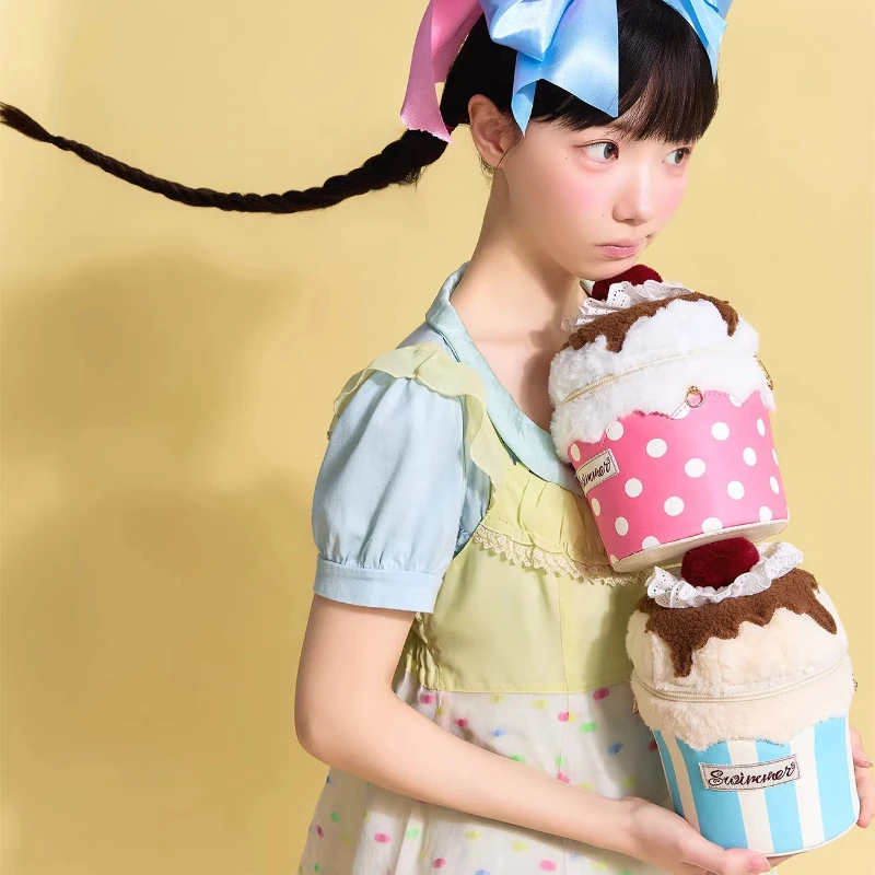 Japanese Original Sweet and Cute Cupcake Bag Lolita Handbag Soft Girl Kawaii Cross-body Bags Special-shaped Sweet Bag for Women