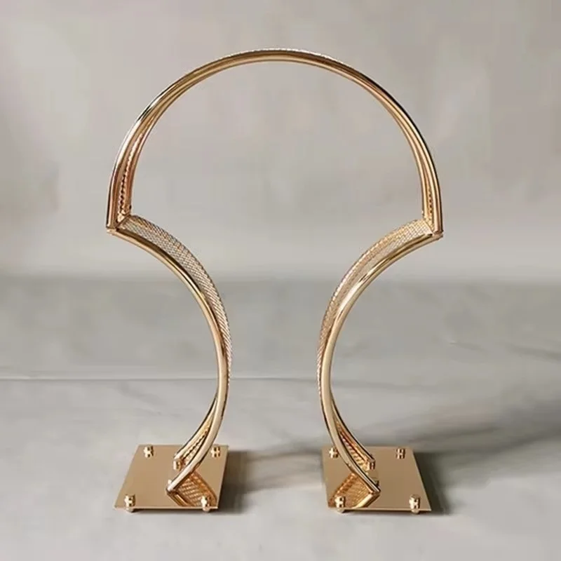 

Gold Wedding Arch Stand Road Lead Wedding Table Centerpiece Flower Rack For Event Party Decoration