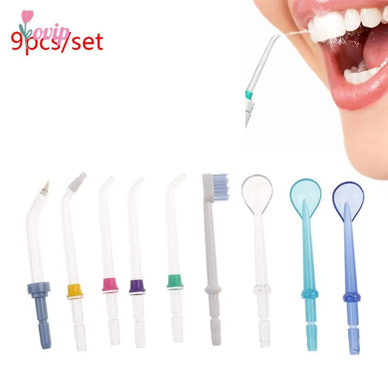 9PCS Replacement Tips Water Flosser Oral Irrigator Extra Replacement Jet Tip Nozzle For Flycat Waterpik Teeth Care Tool Kit