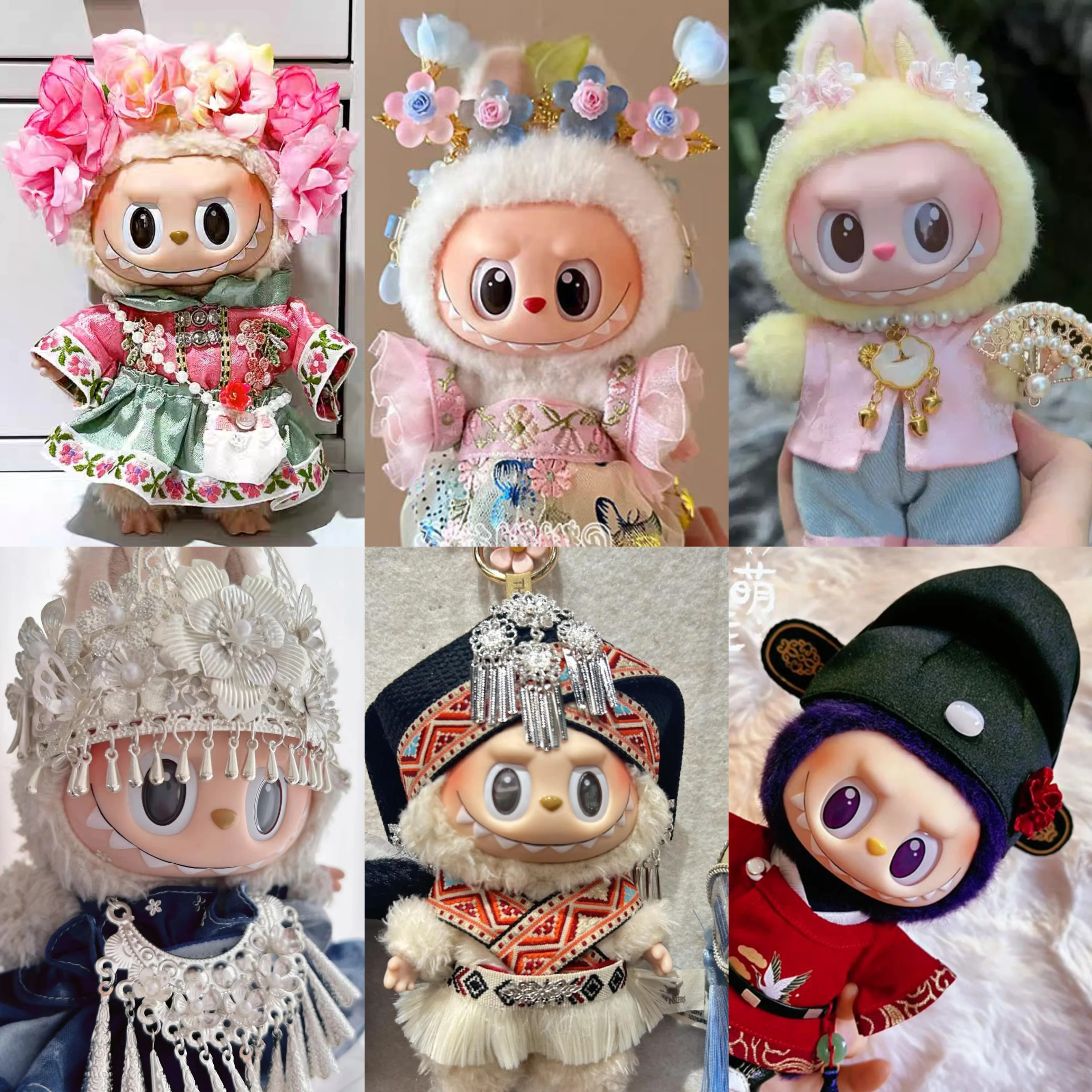 

In Stock Only Clothes For 17cm Labubu First Second Third Generations Ethnic Style baby Clothing Ancient Style Hanfu Pendants