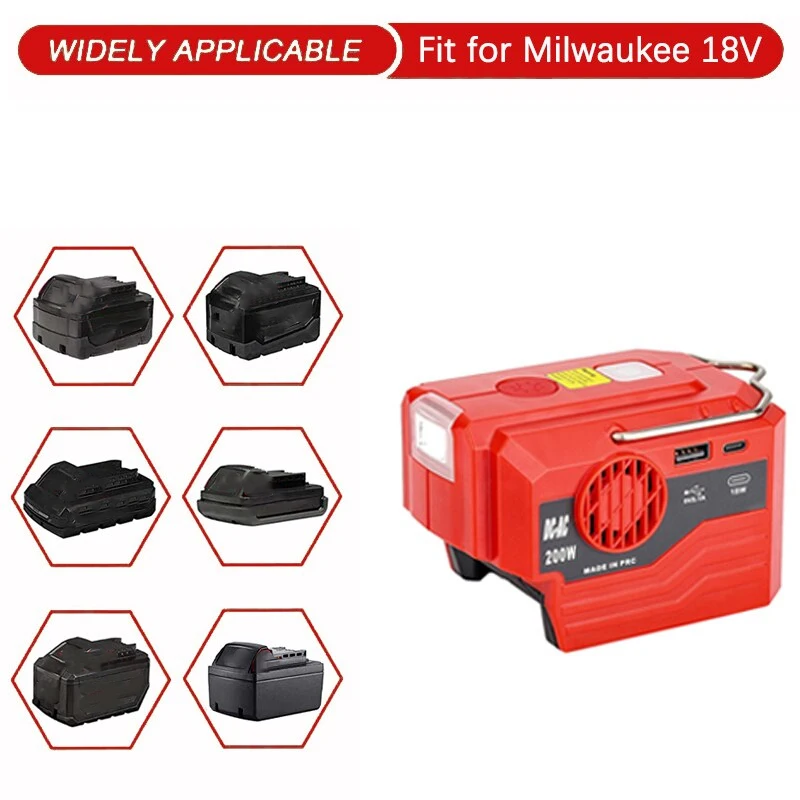 200W Powered Inverter Generator portable power inverter For Makita/Dewalt/Milwaukee 18V 20V Battery Modified Sine Wave inverter