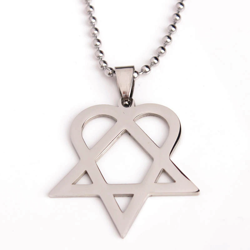 Triangle Heart Star Pendants  Beads Chain Heartagram Necklaces for Women Men  Choker Jewelry Cutout Heart Necklace Wholesale