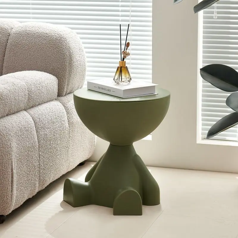 تصميم كريمي بسيط، مسطح صغير - طاولة قهوة علوية - طاولة بجانب السرير بلاستيكية مبتكرة لغرفة النوم وغرفة المعيشة #6