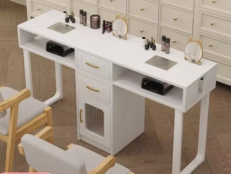 &c Nail Salon Dedicated Table Log Style Storage Cabinet Operation Table Japanese Light Luxury Double Nail Table