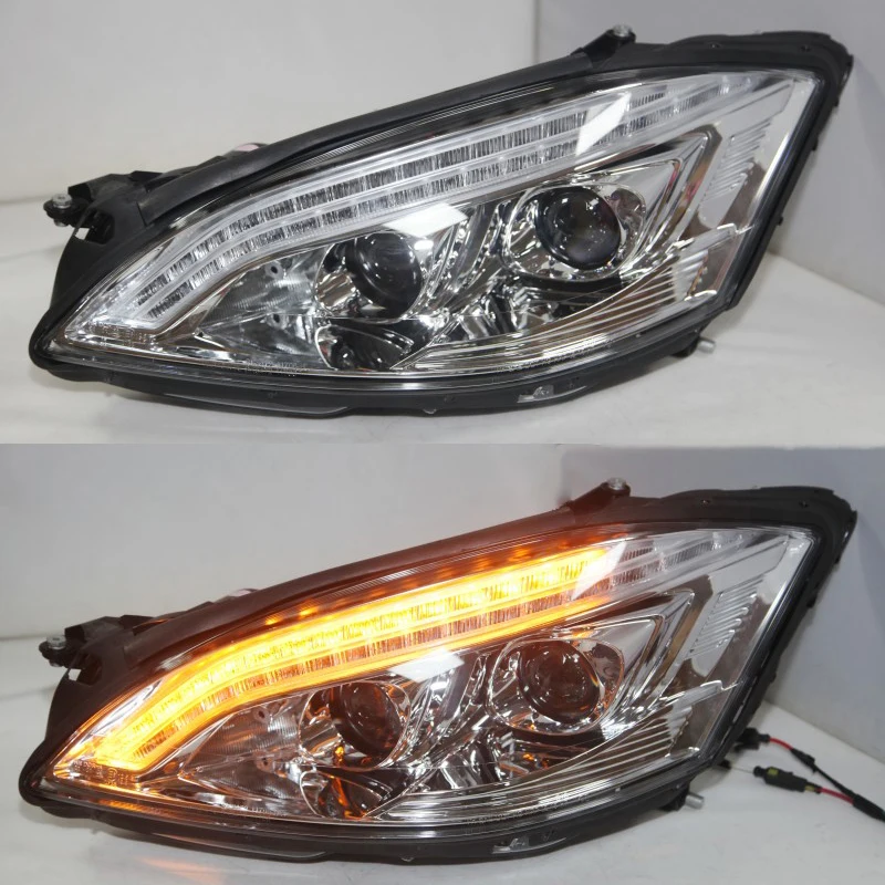 

1 Pair for S Class W221 S350 S500 S600 LED Head Light Lamps 2006 2007 2008 Year Chrome Housing