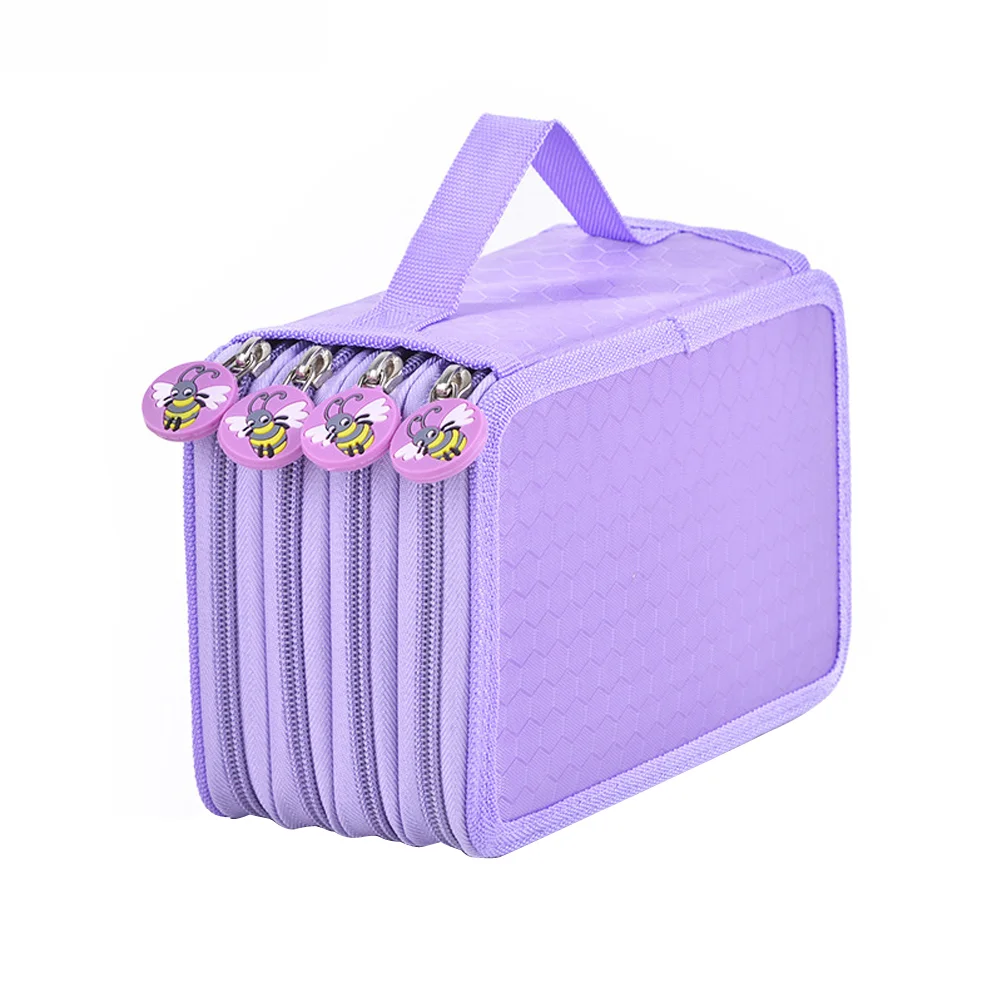 

Colored Pen Case with Compartments 72 Slots Handy Bags Large for Watercolor Gel Pens (Purple) 72 slots pen bag