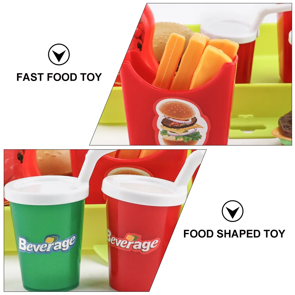 مجموعة محاكاة الطعام الغربي من برجر، آمنة وغير سامة، صناعة متقنة، حواف ناعمة، تفاعل بين الوالدين