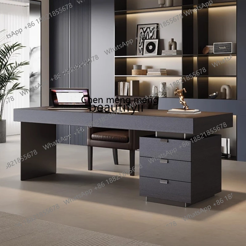 

Italian minimalist study desk designer home solid wood desk light luxury modern computer desk