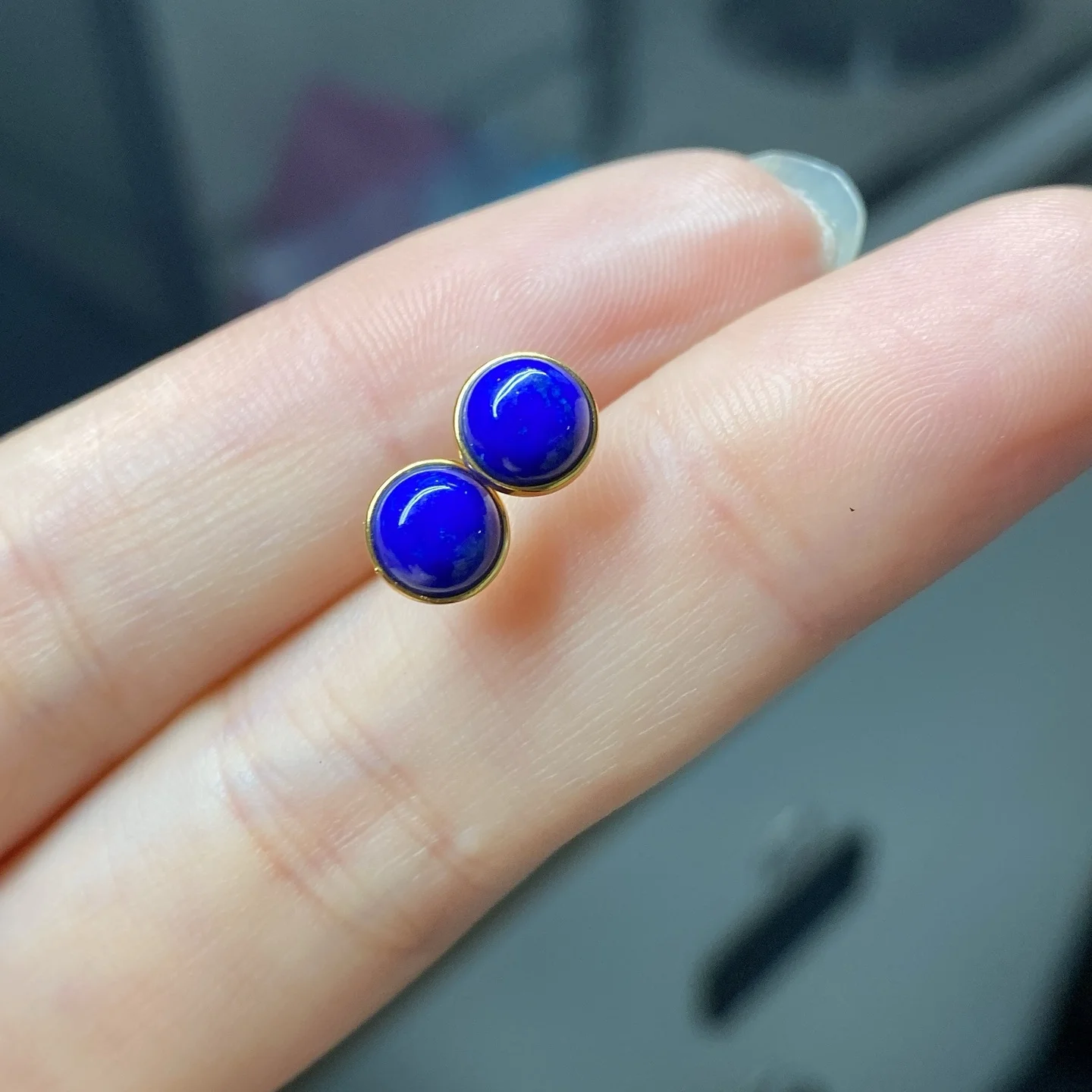 

1 пара серег из натурального лазурита 7 мм, круглый кабошон, стерлинговое серебро 925 пробы, рейки, целебный камень, модные ювелирные изделия, подарок для женщин