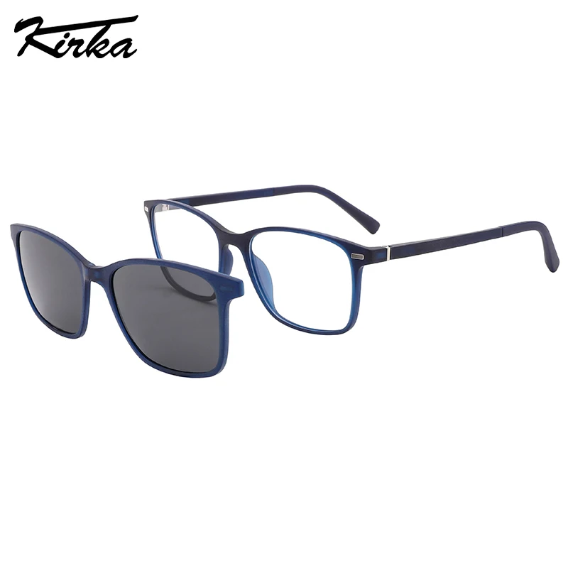 

Kirka Unisex Foldable Lenses Clip On Sunglasses Eyeglasses TR90 Myopia Prescription Rectangle Reading Glasses Frame C8007