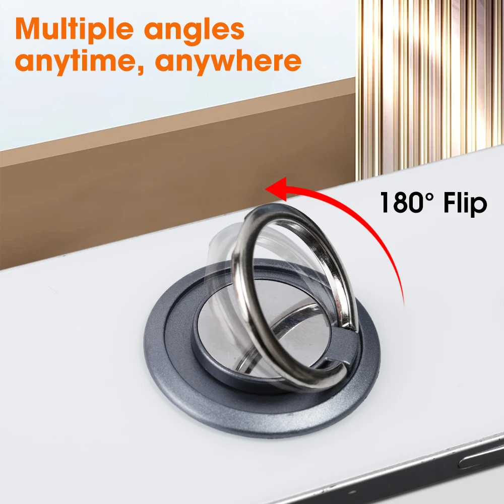 360Rotating Finger Ring Phone Holder Stand Grip Car Magnetic Suction Mount Phone Back Sticker Pad Universal Mobile Phone Bracket view 5