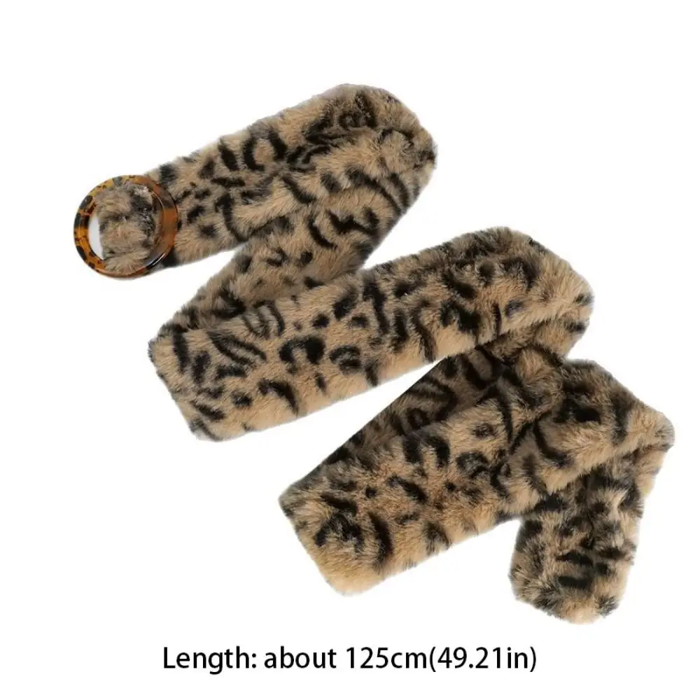 Peludo leopardo impressão cinto de pelúcia fivela de resina y2k borlas de pelúcia cintura jeans decoração steampunk jazz dança trajes acessório