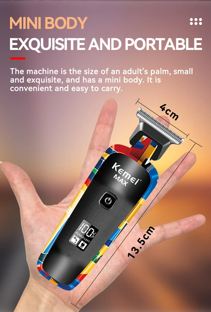 Kemei KM-Max5090 Elektrischer Haarschneider, professioneller USB-Rasierer mit LED-LCD-Digitalanzeige, modisches Graffiti-Design – Detail 6
