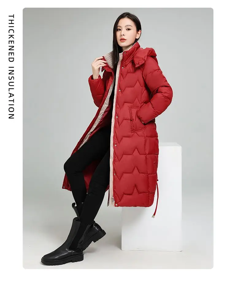 Female Long Down cotton Jacket 2026 Autumn Winter New Fashion Thicken Hooded Coat Women's Windproof Puffer Long Parka Overcoat