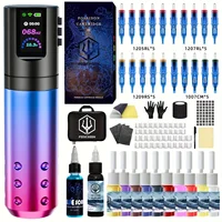 Kit de tatuaje POSEIDON, Kit de pistola de tatuaje de Color degradado para maquillaje permanente, Kit de máquina de tatuaje, fuente de alimentación inalámbrica para tatuaje Ki