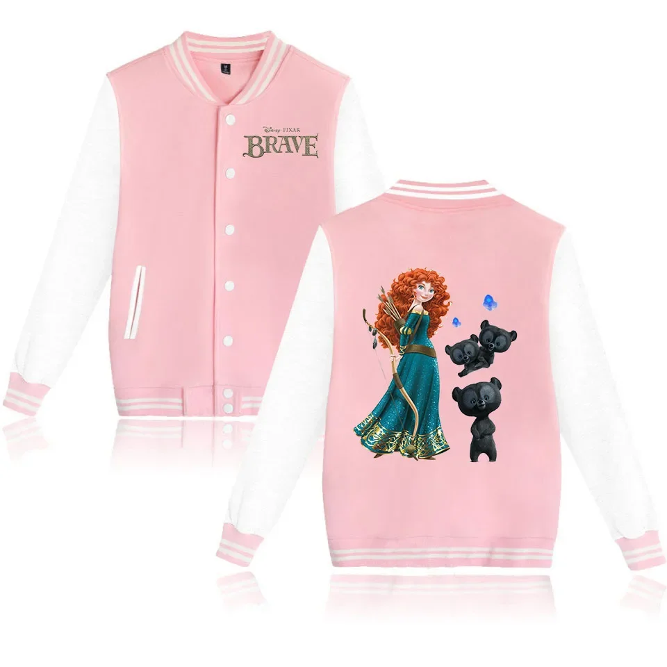 

Disney Brave Bomber Jacket Women Men Autumn Baseball Jacket Coat Cartoon Student Kid Streetwear Harajuku Bomber College Jacket