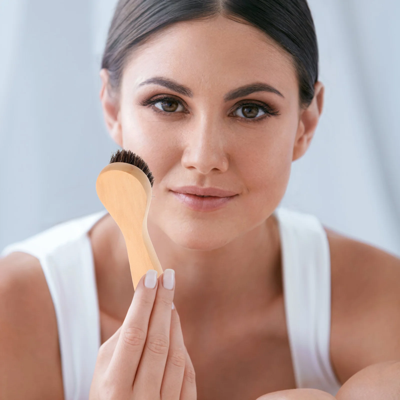 Brosse faciale manuelle, outil de nettoyage du visage, pour un nettoyage en profondeur des pores, exfoliant en bois, brosse de lavage respectueuse de la peau, 2 pièces