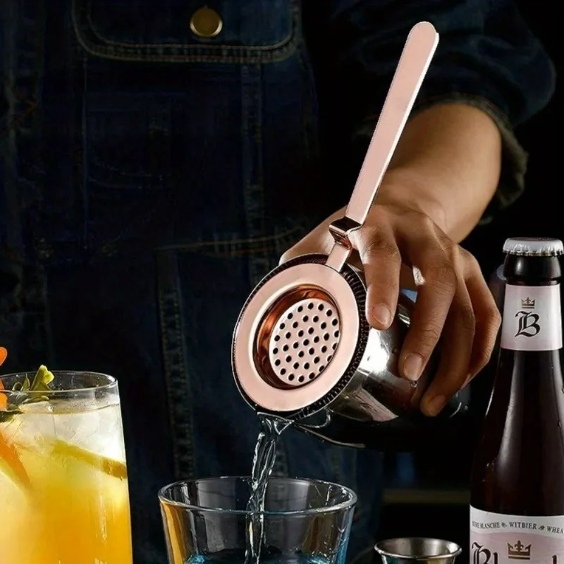 Stainless Steel Professional Spring Bar Strainer With Fine Mesh Secure Ice Strainer For Cocktail Whiskey Margarita Home Bar Tool