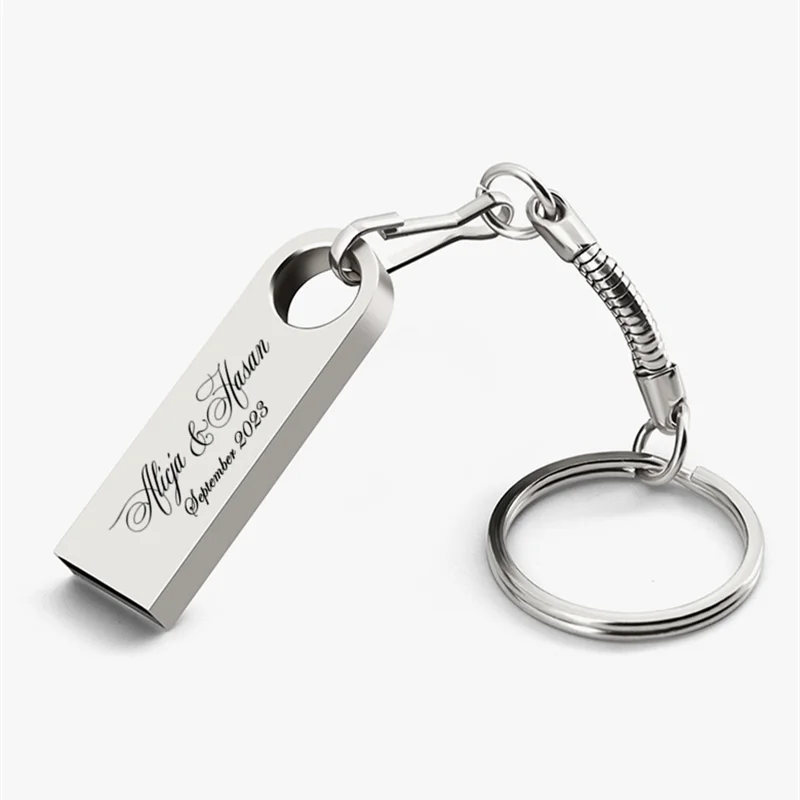 Бесплатная индивидуальная лазерная гравировка логотипа, цветная металлическая цепочка, флэш-накопитель USB2.0, 4 ГБ, 8 ГБ, 16 ГБ, 32 ГБ, 64 ГБ, 128 ГБ