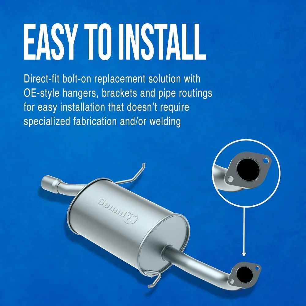SoundFX 18890 Direct Fit Exhaust Muffler 2.5" Inlet (OD) 2.5" Outlet (ID) for Dodge Ram 1500