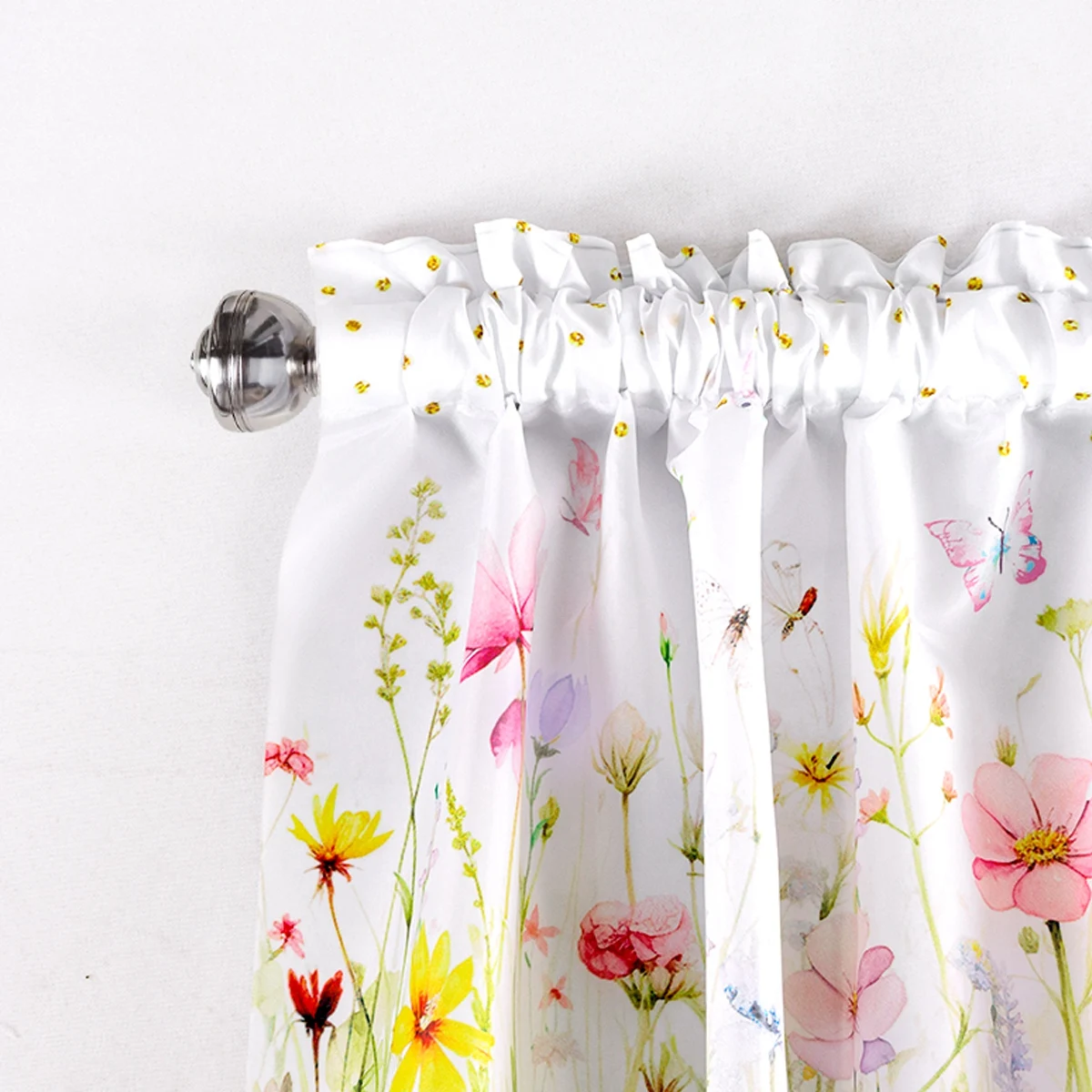 Botanical Window Short Curtain Vintage Spring Flower Ins Valance Eucalyptus Leaves Farmhouse Short Topper Living Room Home Decor