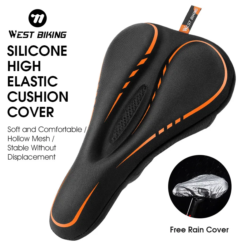 WEST BIKING Bicycle Saddle Cover Silicone Shockproof Bike Cushion Cover Breathable Rebound Bike Seat Cover Cycling Accessories