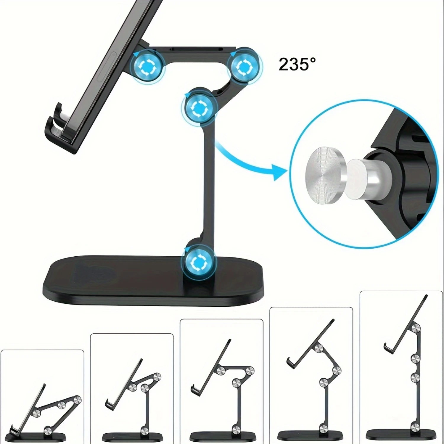 Phone Stand for Desk, Adjustable Height and Angle Cell Phone Holder, Foldable Stand Iphone  cases Thumb stud for knife Eyeliner 