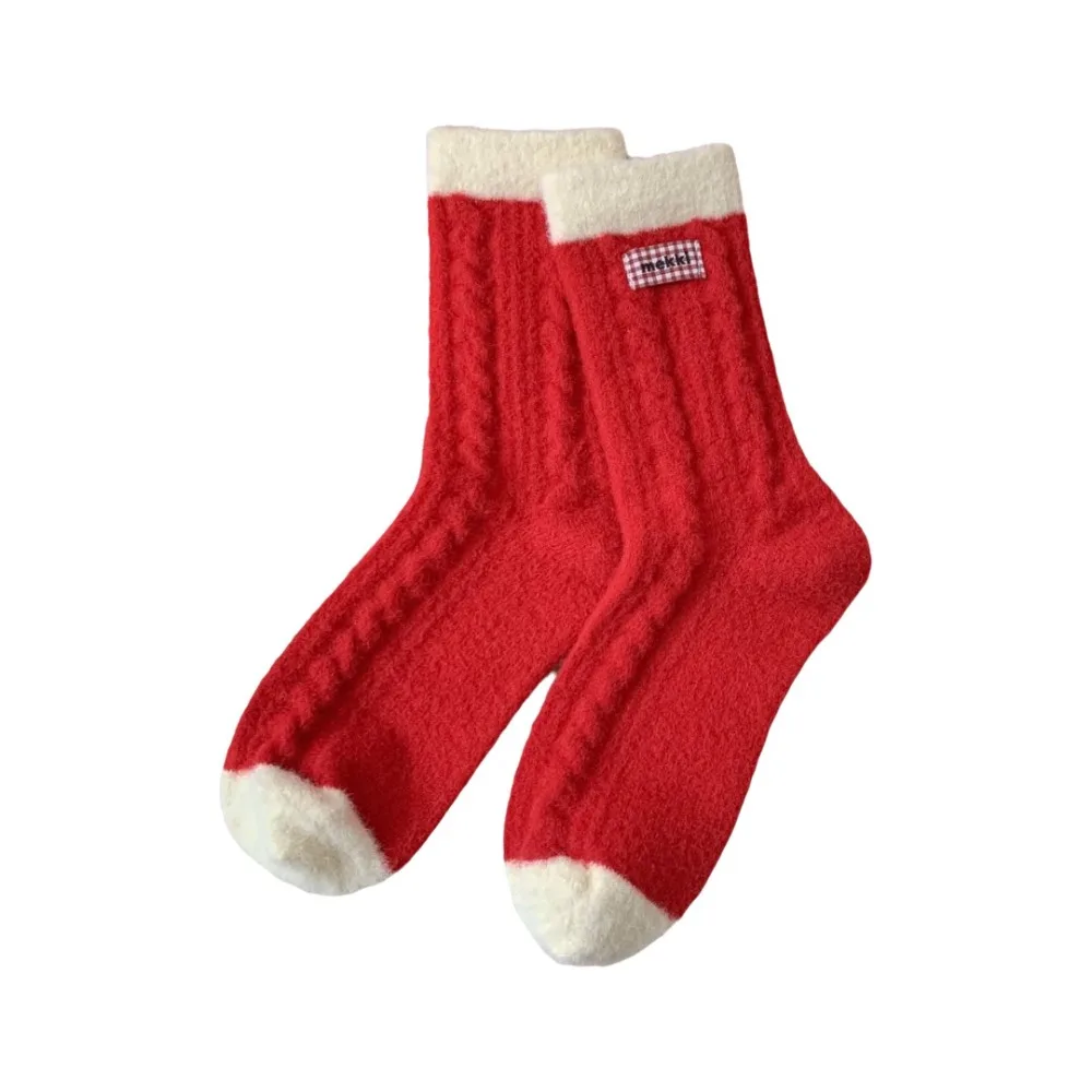 

Праздничные утолщенные носки с рисунком лошади, теплые новогодние носки, милые мягкие носки средней длины, Новый год