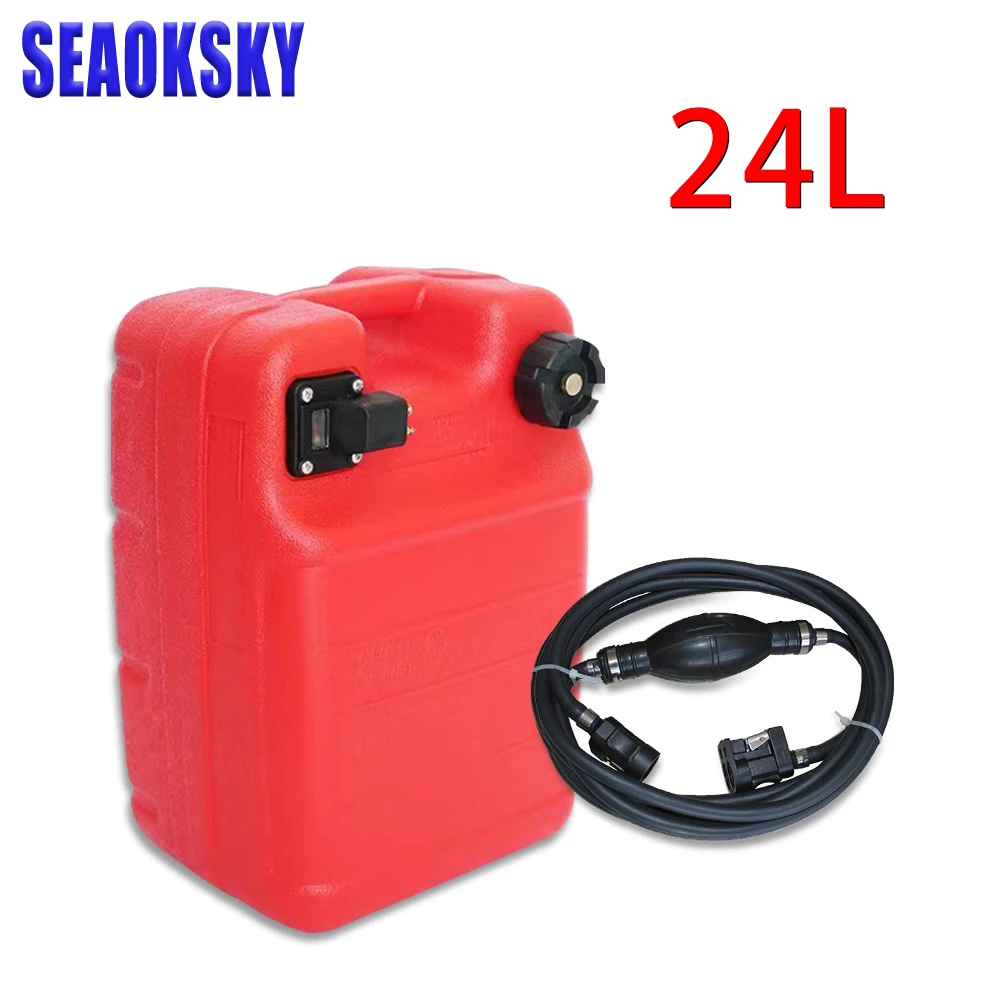 

24L Boat Outboard Fuel Tank Oil Box With Connector Red Plastic Anti-static Corrosion-resistant For Boats Yacht Engine Marine