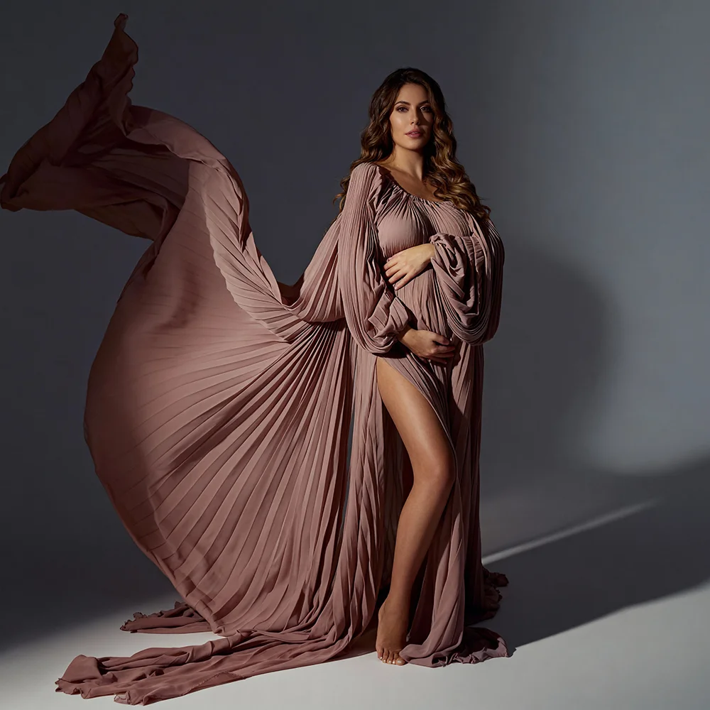 

Flowing Pleated Dress for Pregnant Women for Photo Shoot Off Shoulder Baby Shower Dresses Maternity Dresses for Photoshoot