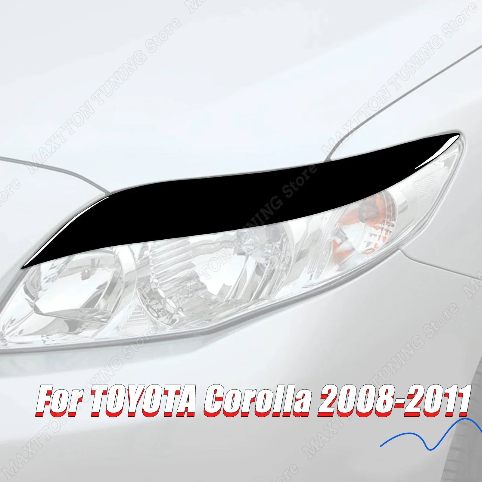 

Gloss Black Car Front Headlights Eyebrows Eyelids Cover Stickers Body Kits Accessories Trim for TOYOTA Corolla 2008-2011 Tuning