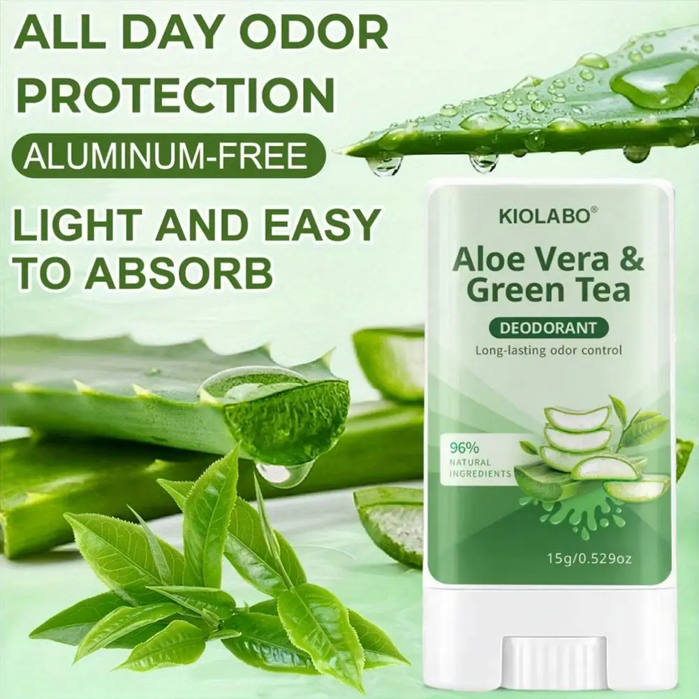 Aloe Vera & Green Tea Deodorant Stick 72 hour long-lasting deodorizing, Fresh Scent All Day for Hands, Feet, Face and Underar