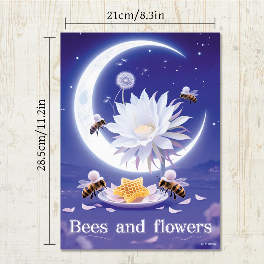 Bees and Flowers Adult Coloring Book - 8.3x11.2 inches Stress relief coloring book 22 pages of art therapy illustrations to reli