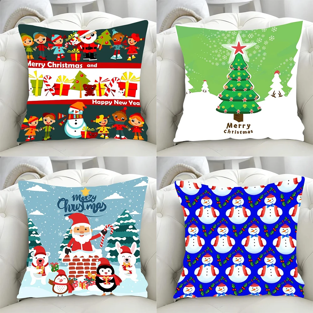 Christmas cushion cover pillow cover winter snow scene print pillow cover decorative sofa cushion pillow