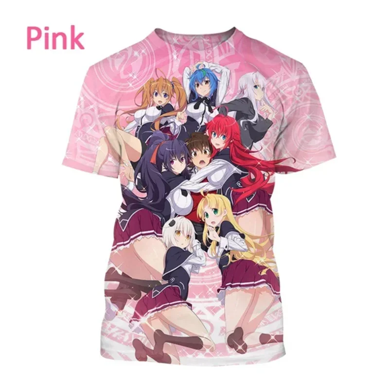 New Fashion Trendy Anime Men\'s High School DxD 3D Printing T-shirt Casual Harajuku Street Short-sleeved Fashion Top