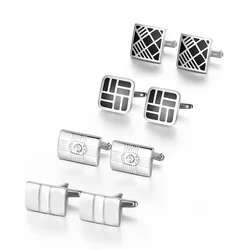 4 Pairs Cufflinks Set CuffLinks For Mens Wedding Souvenirs Groomsmen Gift Man Shirt Cufflink With Box Luxury Jewelry Tie Clips