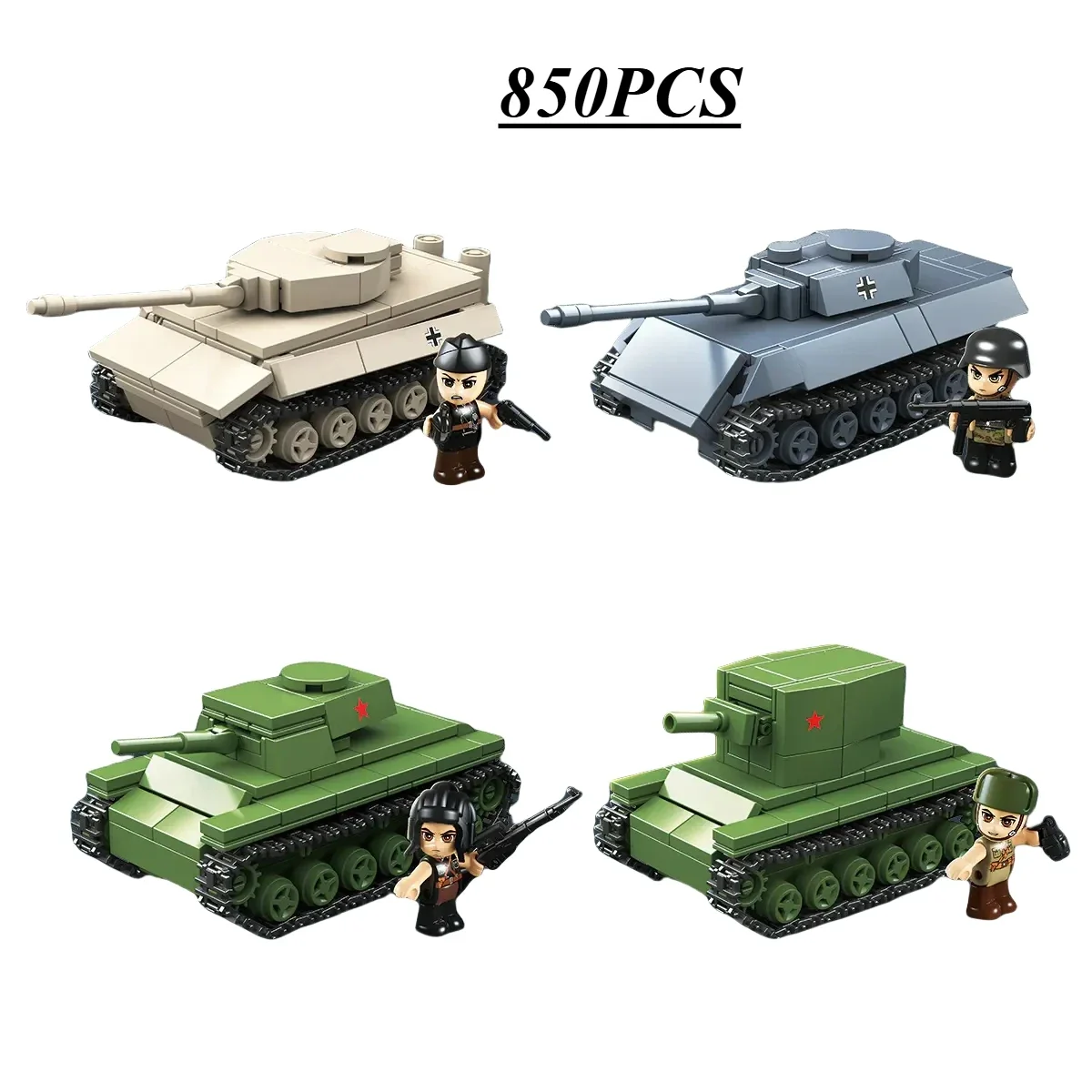 WW2 Military Panzer Panther Medium Tank Tiger Heavy Tank  KV-1 KV-2 Building Blocks Bricks World War II Figures Model Toys Gifts