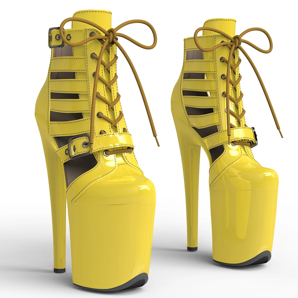 Leecabe 20CM/8inches Patent PU Upper trend fashion High Heel platform Boots Pole Dance boots