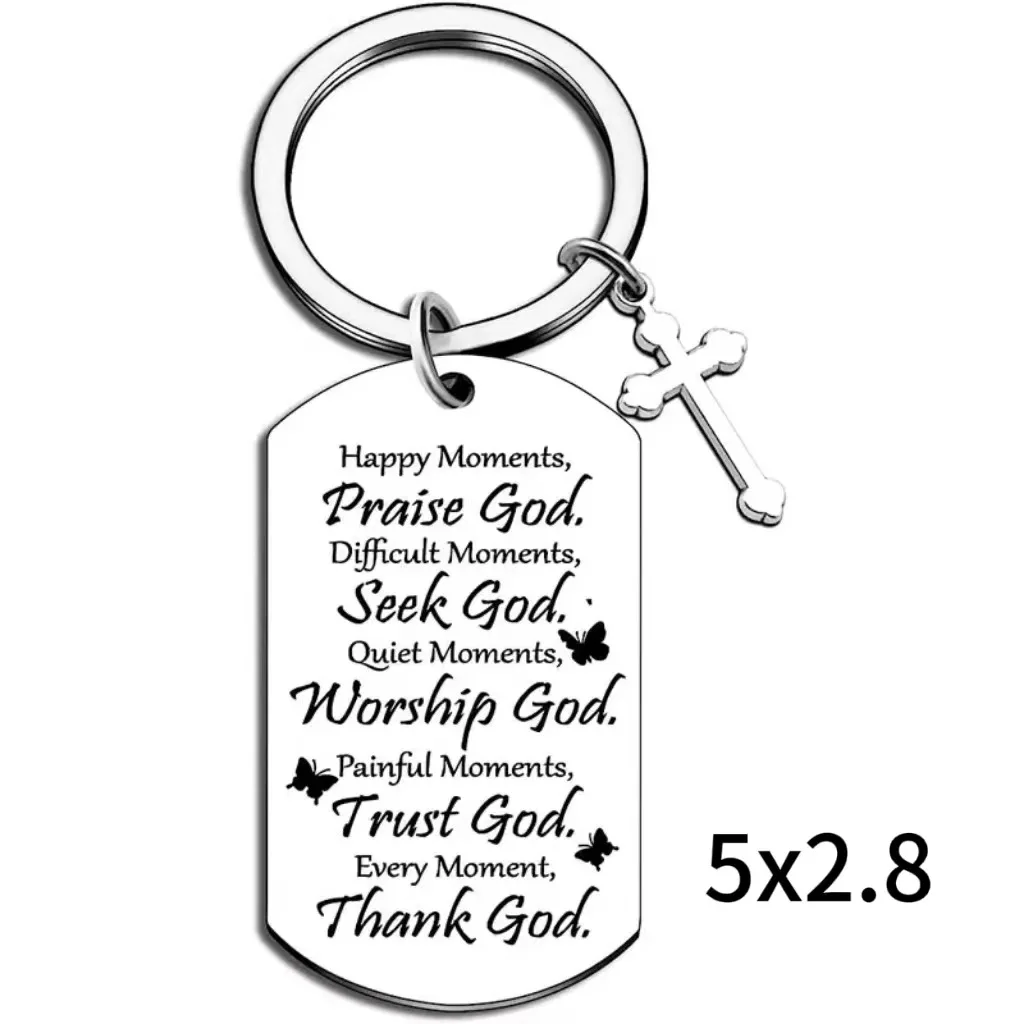 Stainless Steel Cross Keychain Christian Jewelry Religious Gifts For Friends Family Faith Based Gift Ideas Bible Accessories