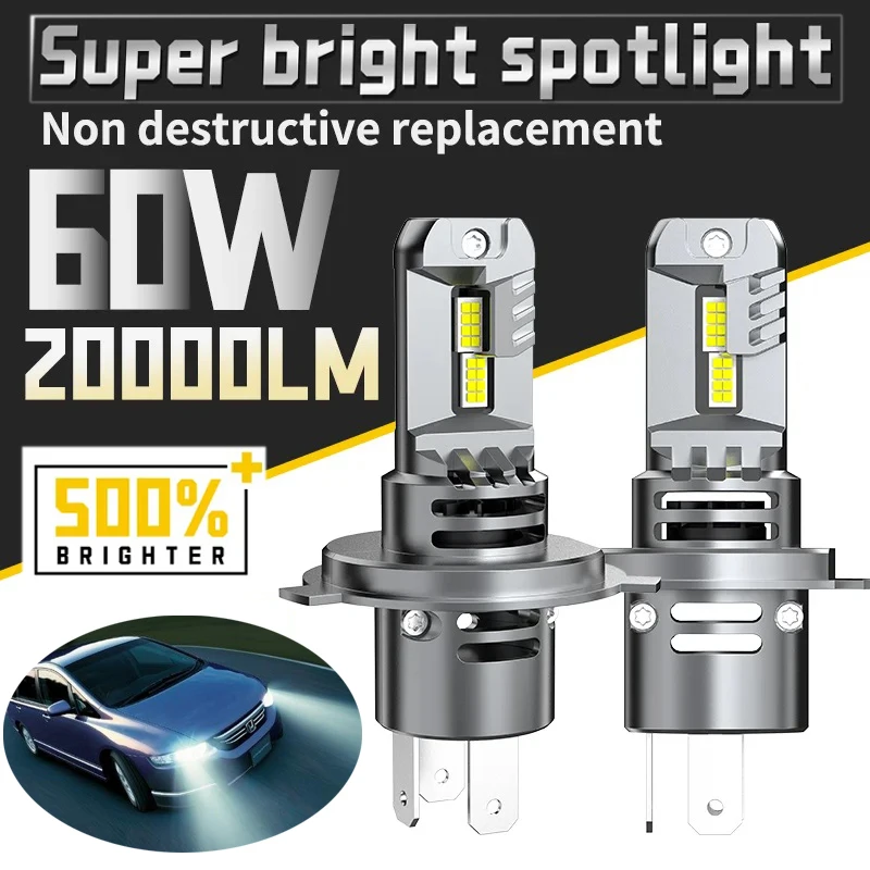 

2Pcs 6500K 20000LM IP68 Car LED Headlight Bulbs High Power Canbus High Low Beam Super Bright Fan Turbo Led Car White Lights Lamp