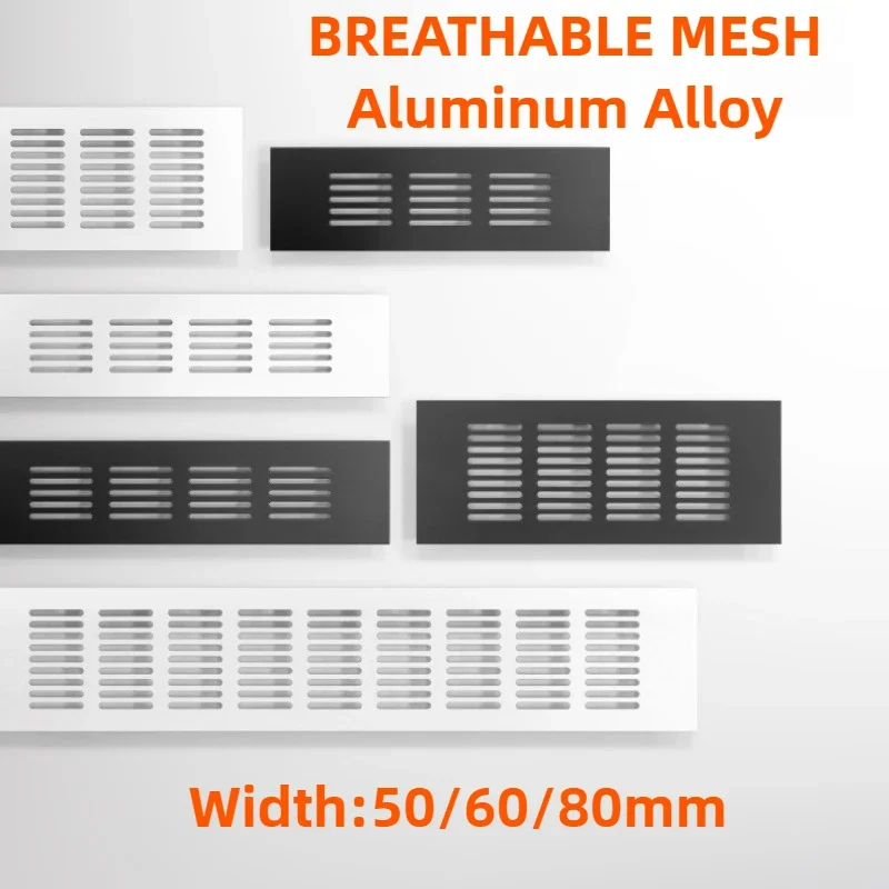 1pc Width 50/60/80mm Aluminum Alloy Cabinet Air Vent Ventilator Grille Decor Cover Closet Shoe Wardrobe Mesh Hole Cover Hardware