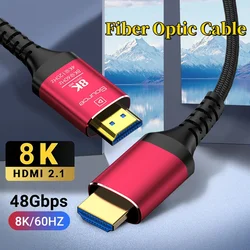 MIZIQIER Long 8K HDMI 2.1 Fiber Optic cable 15m/50ft, 48Gbps braided wire 8K60Hz 4K120Hz compatible with PS5, Xbox, Roku/Sony/LG