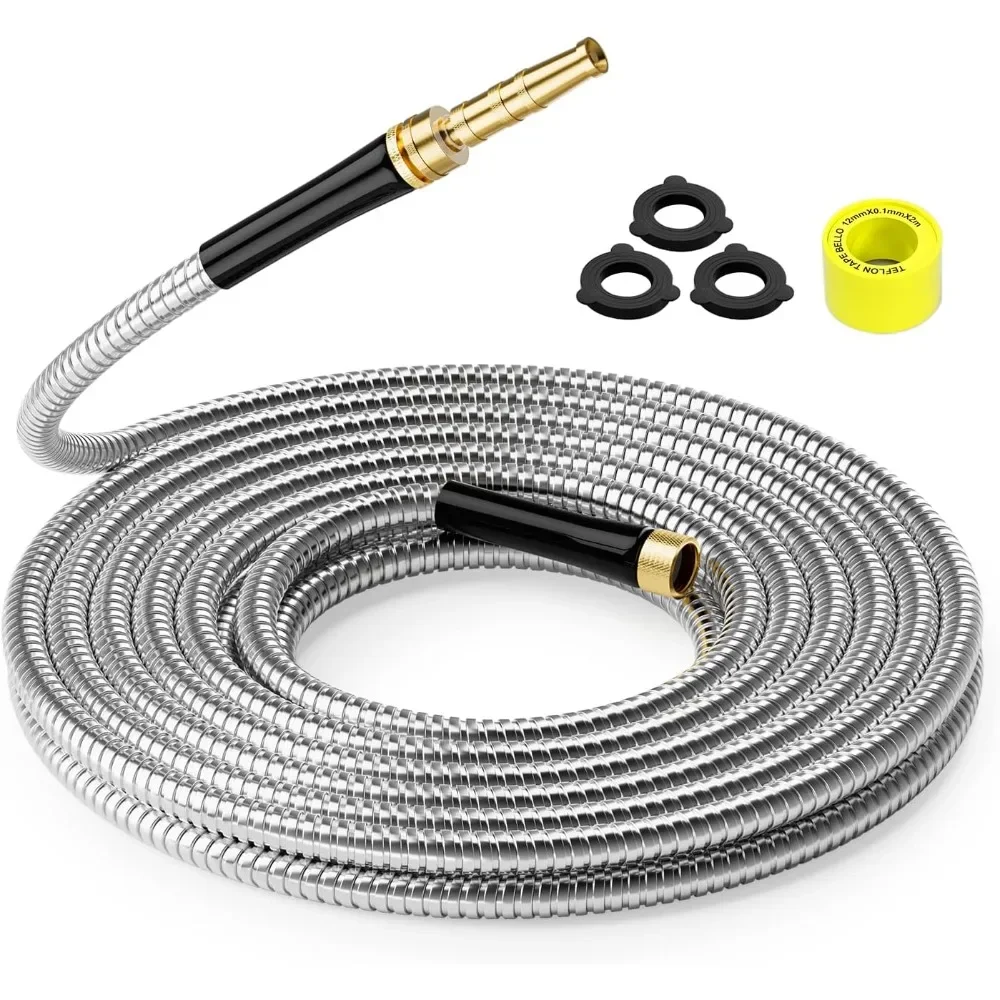 150 FT Garden Hose, 304 Stainless Steel Metal Heavy Duty Flexible Water Hose