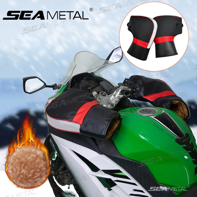 

SEAMETAL зимние мотоциклетные перчатки, утолщенные чехлы для велосипедных ручек, непромокаемые, защита от холода, защита от царапин, теплые варежки для верховой езды