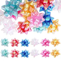 70 adet noel dekorasyon çekme yaylar hediye düğüm şerit 2-Inch yıldız dantel şerit doğum günü partisi düğün hediyesi ambalaj sarma