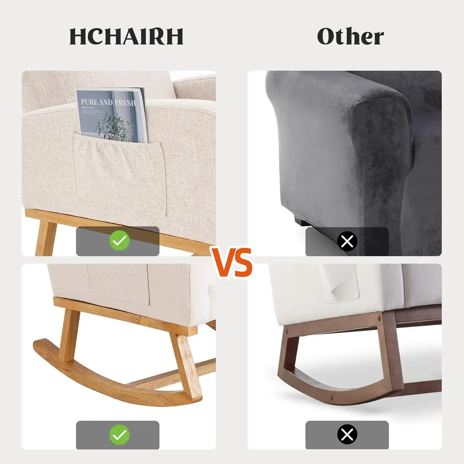 [New Arrival!Free Shipping!]Comfy Rocker Armchair for Nursery with Solid Wood Legs, Modern Nursing Glider Rocking Chair Living R