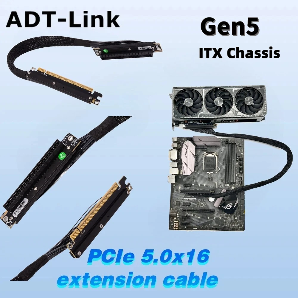 

Новый удлинительный кабель видеокарты Gen5 PCI-E 5.0 16X с двойным реверсом и мягким изгибом для сервера корпуса серии NVIDIA RTX50 AMD RX90xx